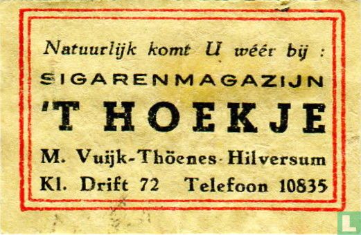 Sigarenmagazijn 't Hoekje M. Vuijk-Thöenes-Hilversum