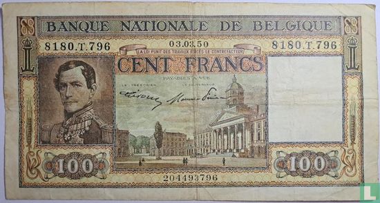 Belgique 100 Francs - Image 1