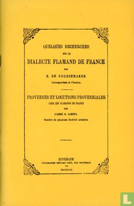 Quelques recherches sur le dialecte flamande de France - Bild 1