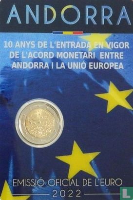 Andorra 2 euro 2022 (coincard - Govern d'Andorra) "10 years of currency agreement between Andorra and the EU" - Afbeelding 1