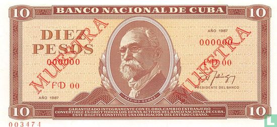 Cuba 10 Pesos (Specimen) - Afbeelding 1