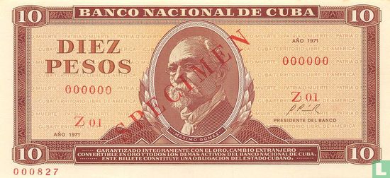 Cuba 10 Pesos 1971 Spécimen - Image 1