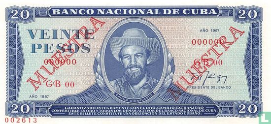Cuba 20 Pesos 1987 Specimen - Image 1