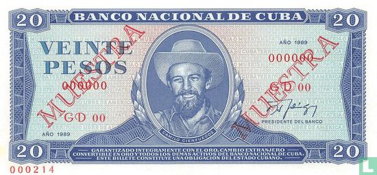 Cuba 20 Pesos 1989 Spécimen - Image 1