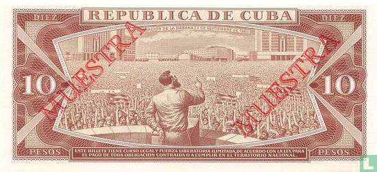 Cuba 10 Pesos 1986 Specimen - Image 2