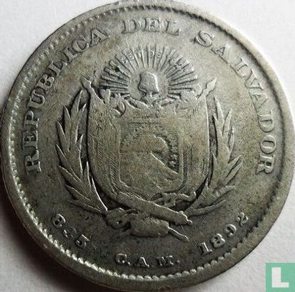 El Salvador 20 centavos 1892 - Image 1