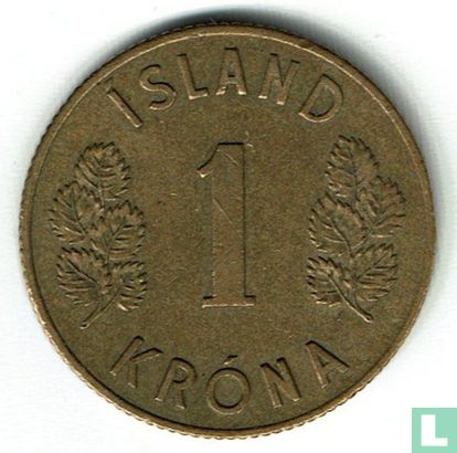 Islande 1 króna 1966 - Image 2