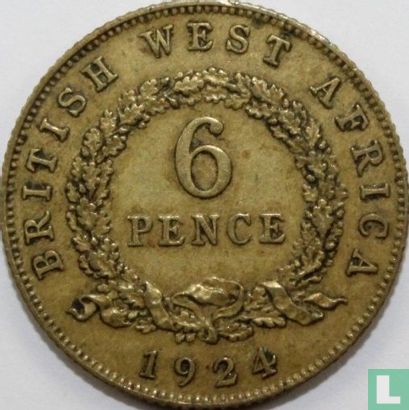 Afrique de l'Ouest britannique 6 pence 1924 (sans marque d'atelier) - Image 1
