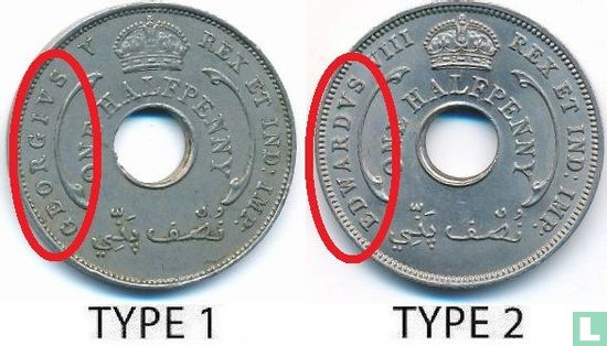 Britisch Westafrika ½ Penny 1936 (ohne Münzzeichen - Typ 2) - Bild 3