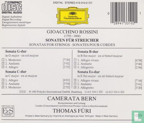 Rossini: Sonaten Für Streicher · Sonatas For Strings · Sonates Pour Cordes - Afbeelding 2