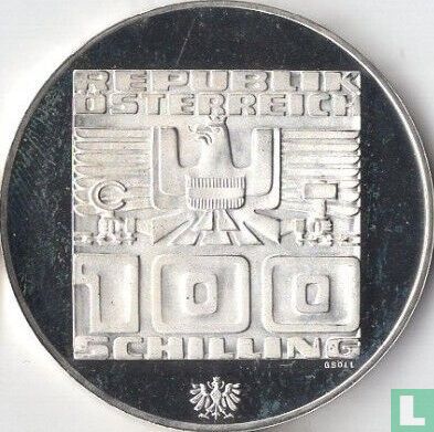 Austria 100 schilling 1976 (PROOF - eagle) "Winter Olympics in Innsbruck" - Image 2