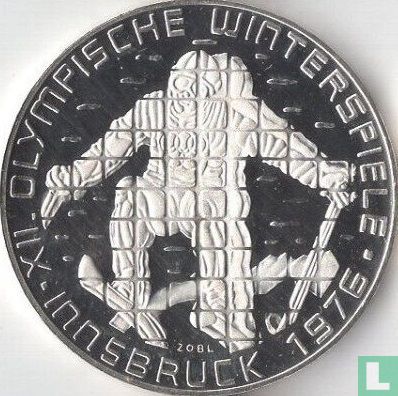 Austria 100 schilling 1975 (PROOF - eagle) "1976 Winter Olympics in Innsbruck - Skier" - Image 1
