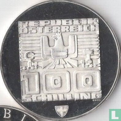 Oostenrijk 100 schilling 1975 (PROOF - schild) "1976 Winter Olympics in Innsbruck - Olympic rings" - Afbeelding 2