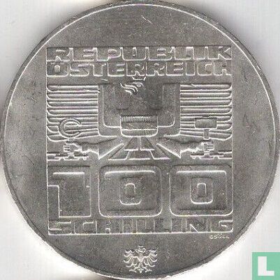 Austria 100 schilling 1975 (eagle) "1976 Winter Olympics in Innsbruck - Olympic rings" - Image 2