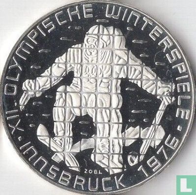 Oostenrijk 100 schilling 1975 (PROOF - schild) "1976 Winter Olympics in Innsbruck - Skier" - Afbeelding 1