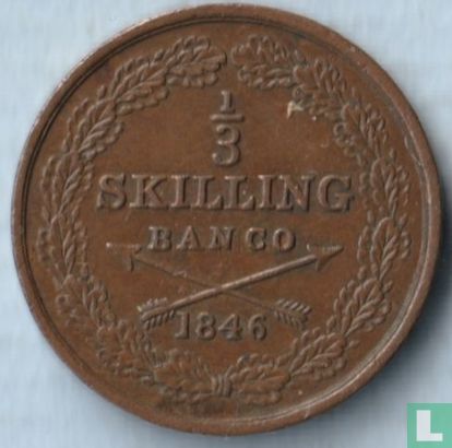 Zweden 1/3 skilling banco 1846 - Afbeelding 1