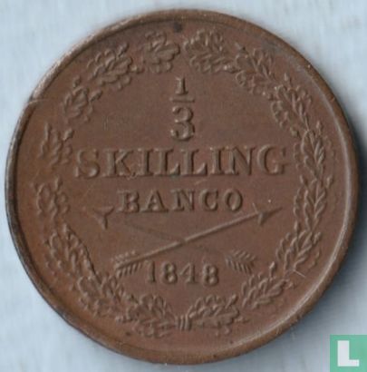 Schweden 1/3 Skilling Banco 1848 - Bild 1