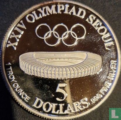 Amerikanisch-Samoa 5 Dollar 1988 (PP - Wendeprägung) "Summer Olympics in Seoul" - Bild 2
