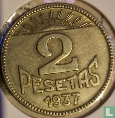 Asturies et León 2 pesetas 1937 - Image 1