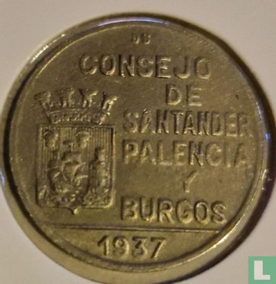 Santander, Palencia and Burgos 1 peseta 1937 - Afbeelding 1