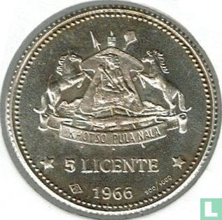 Lesotho 5 lisente 1966 (BE) "Independence attained" - Image 1