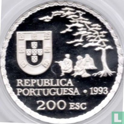 Portugal 200 escudos 1993 (PROOF - silver) "Portugese discoveries - 450th anniversary of Namban art" - Image 1