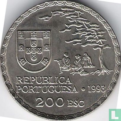 Portugal 200 escudos 1993 (koper-nikkel) "Portugese discoveries - 450th anniversary of Namban art" - Afbeelding 1