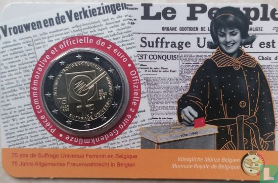 België 2 euro 2023 (coincard - FRA) "75 years Universal Women's Suffrage" - Afbeelding 1