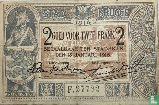 Brugge 2 Frank 1914 (2 handtekeningen) - Afbeelding 1