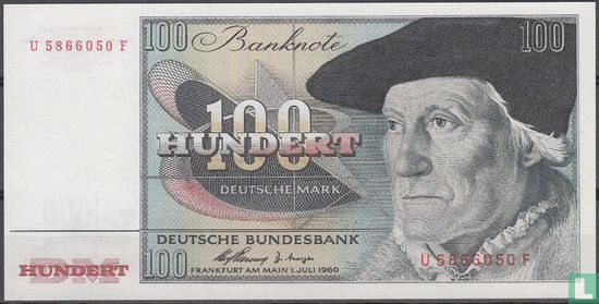 Bundesbank 100 D-Mark, 1960 - Image 1