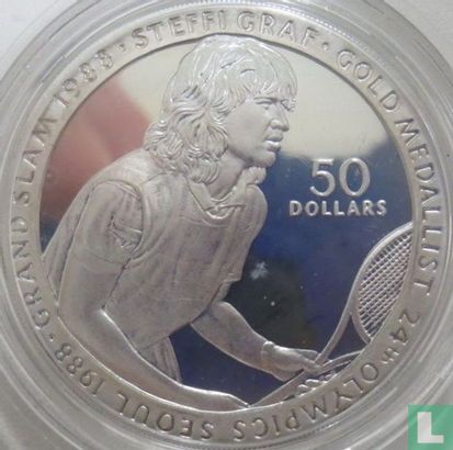 Niue 50 dollars 1989 (PROOF) "1988 Summer Olympics in Seoul - Steffi Graf" - Image 2