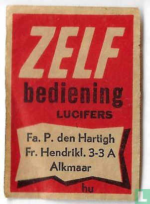 ZB zelfbediening Lucifers Fa. P. den Hartigh Fr. Hendrikl. 3-3 A Alkmaar