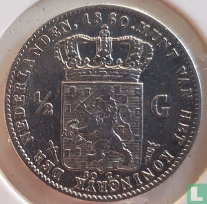 Pays-Bas ½ gulden 1860 (changement d'année par rapport à 18__) - Image 1