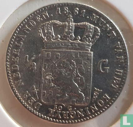 Nederland ½ gulden 1861 (jaartalwijziging uit 18__) - Afbeelding 1