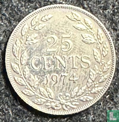 Liberia 25 cents 1974 (PROOF) - Image 1