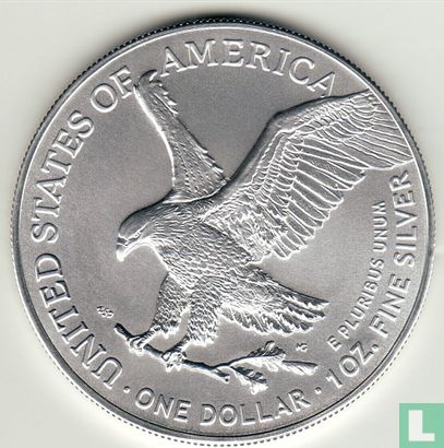United States 1 dollar 2023 (without W - coloured) "Silver Eagle" - Image 2