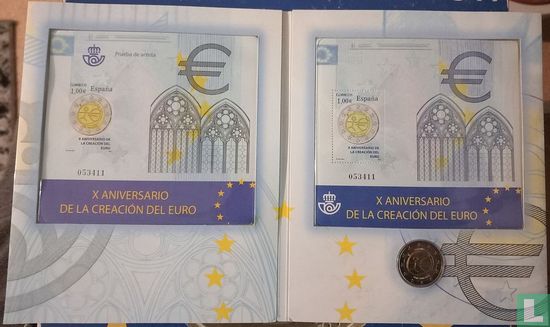 Spain combination set 2009 (Numisbrief) "10th anniversary of the European Monetary Union" - Image 2