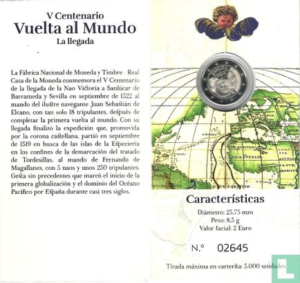 Spain 2 euro 2022 (PROOF - folder) "500th anniversary Juan Sebastián Elcano's first round-the-world voyage" - Image 2