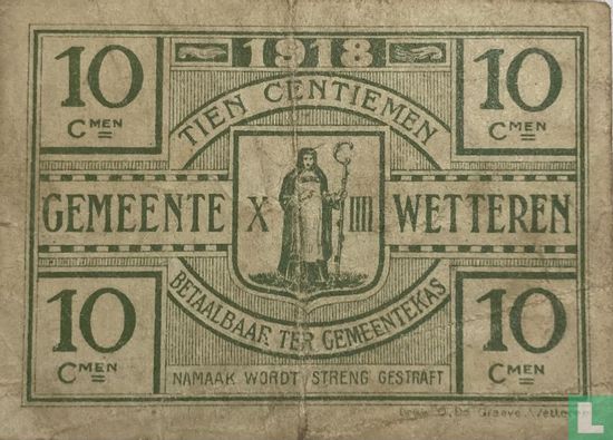 Wetteren 10 Centimes 1918 - Bild 2