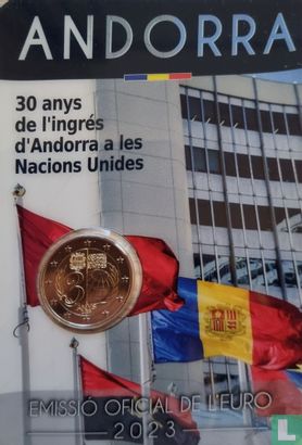 Andorra 2 euro 2023 (coincard - Govern d'Andorra) "30th anniversary Andorra's admission to the United Nations" - Afbeelding 1