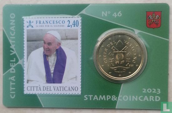 Vatican 50 cent 2023 (stamp & coincard n°46) - Image 1