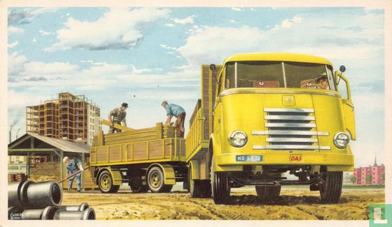 Vrachtwagen met aanhanger op bouwplaats - Image 1