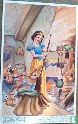 The animals and the birds help Snow white to clean the dwarfs cottage