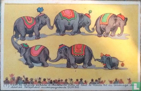Ces't la grande parade à travers la ville et toute le monde rit au passage des dames éléphant accompagnées de Dumbo.