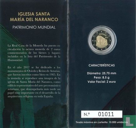 Spanje 2 euro 2017 (PROOF - folder) "Santa María del Naranco church" - Afbeelding 2