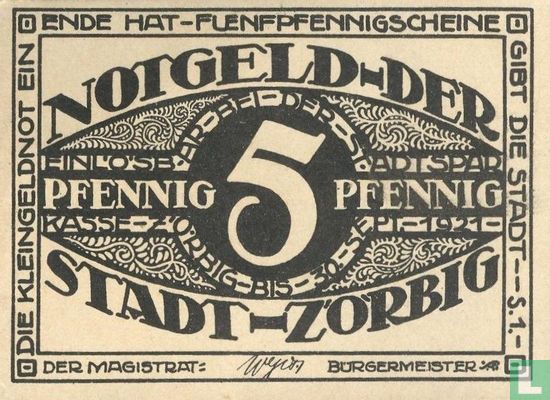 Zörbig, Stadt - 5 Pfennig (S.1.) ND (1921) - Bild 1