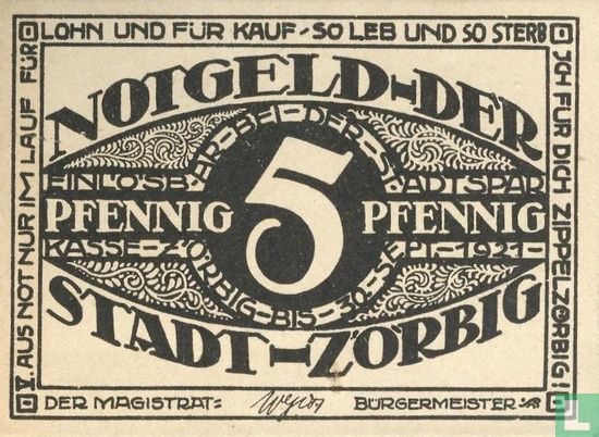 Zörbig, Stadt - 5 Pfennig (V) ND (1921) - Afbeelding 1