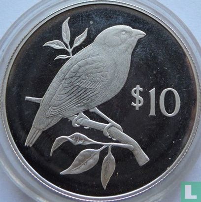 Fiji 10 dollars 1978 (PROOF) "Pink billed parrot finch" - Image 2