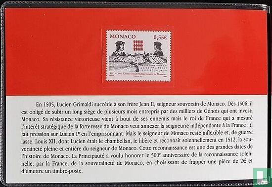 Monaco 2 Euro 2012 (Stamp & Folder) "500th anniversary of the foundation of Monaco's Sovereignty" - Bild 2