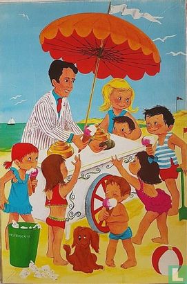IJscoman met kinderen op strand - Afbeelding 1